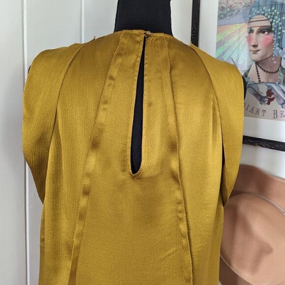 Diane Von Furstenberg Gold 💯% Silk Top 10 Fairy Whimsical Princess Boho - Picture 8 of 10